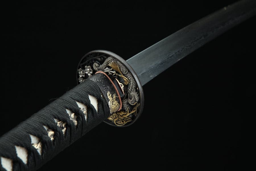 Hand Forged Japanese Samurai Katana Double Dragon Pattern Steel