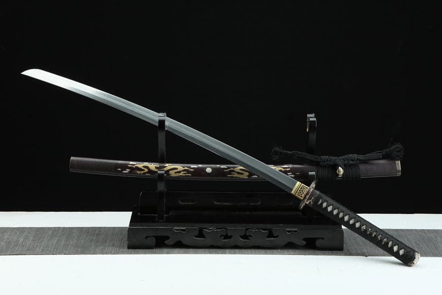 Hand Forged Japanese Samurai Katana Double Dragon Pattern Steel