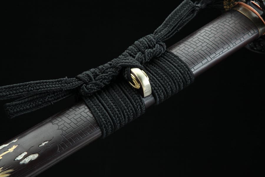 Hand Forged Japanese Samurai Katana Double Dragon Pattern Steel