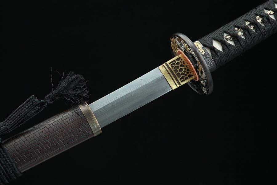 Hand Forged Japanese Samurai Katana Double Dragon Pattern Steel