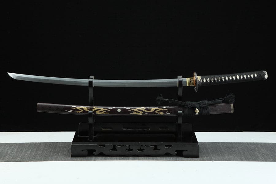 Hand Forged Japanese Samurai Katana Double Dragon Pattern Steel