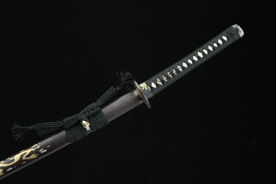 Hand Forged Japanese Samurai Katana Double Dragon Pattern Steel