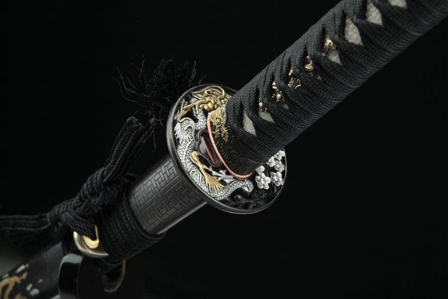 Hand Forged Japanese Samurai Katana Double Dragon Pattern Steel